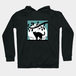 Silueta De Gato Bajo La Luna Hoodie